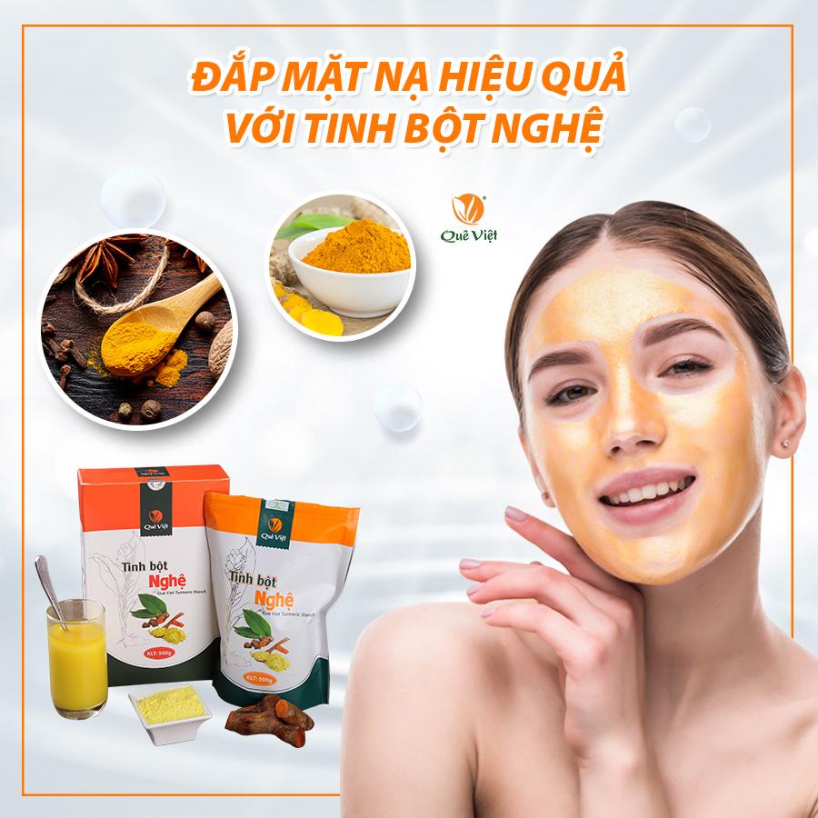 Tinh bột nghệ đỏ nguyên chất Quê Việt hỗ trợ tiêu hóa, làm đẹp da 500gr