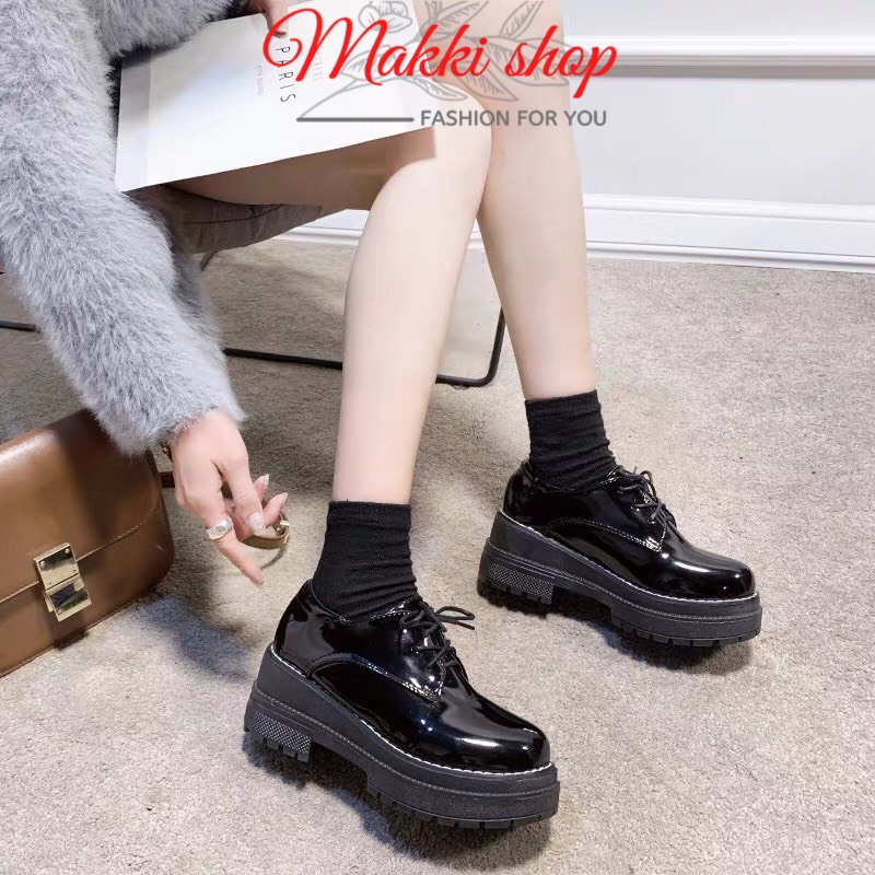 Boot nữ cổ thấp tăng chiều cao, giày boot nữ đế cao da bóng thời trang cao cấp giá rẻ MAKKI SHOP TD423