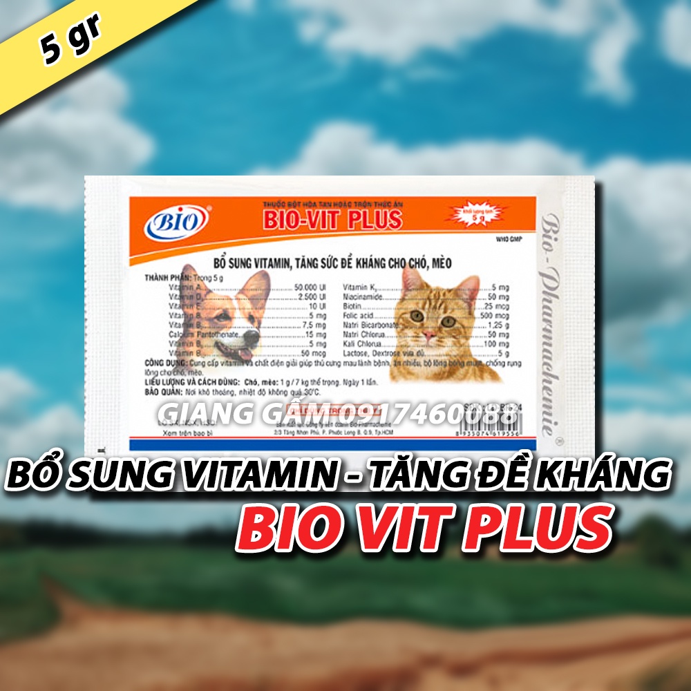 TĂNG ĐỀ KHÁNG, KÍCH THÍCH THÈM ĂN CHÓ MÈO - BIO VIT C PLUS - 5GR