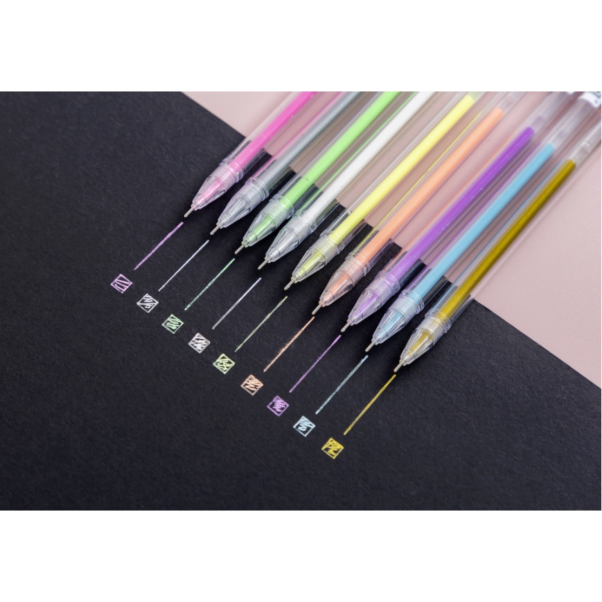 Bút GEL 9 Màu Nhũ Bóng Ngòi 0.5mm Tiện Lợi