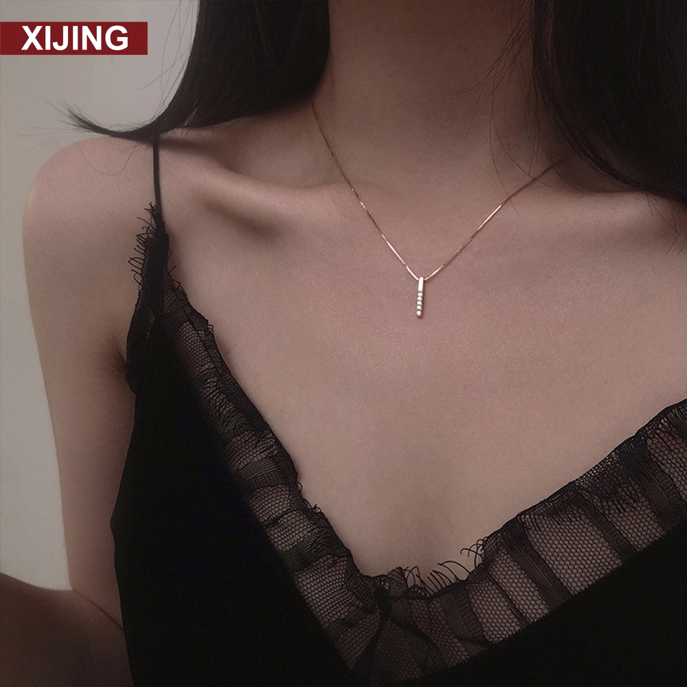 【COD】Vòng cổ Mặt Hình Trụ Và Chữ Nhật Phong Cách Hàn Quốc Thời Trang Cho Nữ