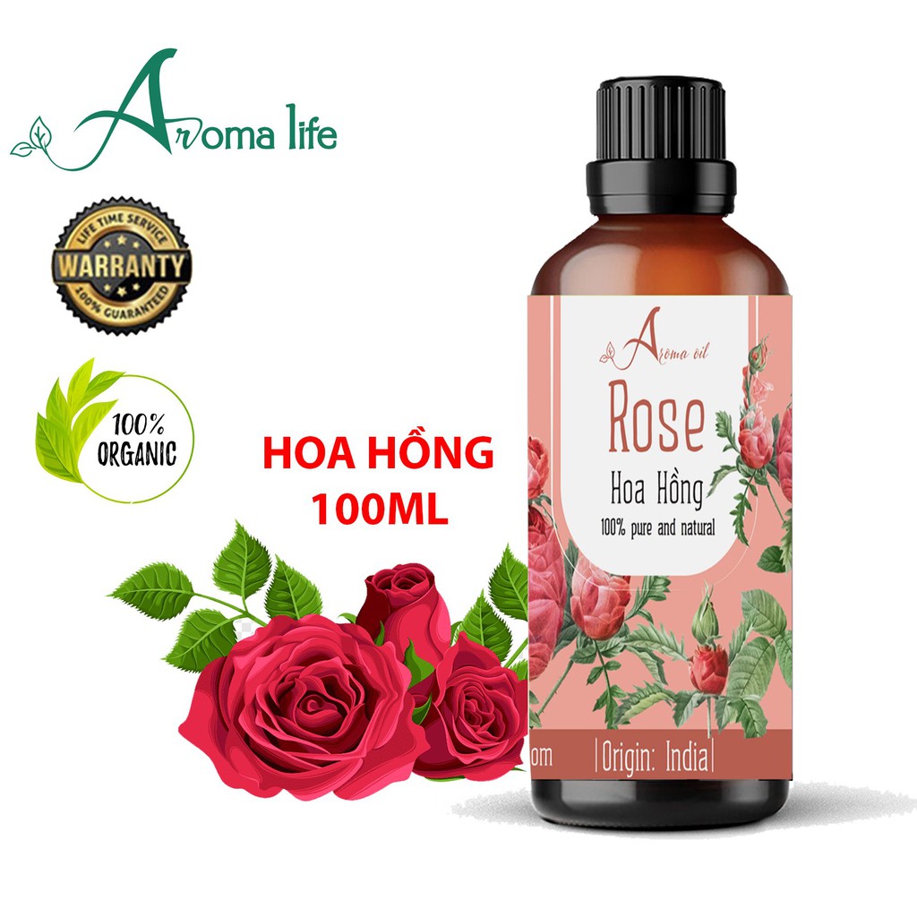 Tinh dầu nguyên chất Hoa Hồng Aroma Life (50ml 100ml)