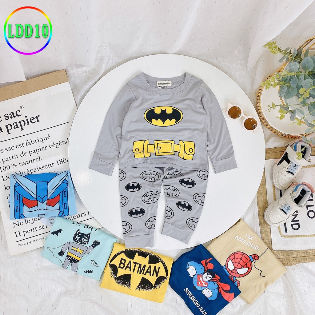 Bộ Dài Tay Cho Bé LDD10 Đồ Bộ Siêu Nhân Thun Lạnh Cao Cấp Mềm Mịn Thoáng Mát Hàng Chuẩn Loại 1 MINKY MOM