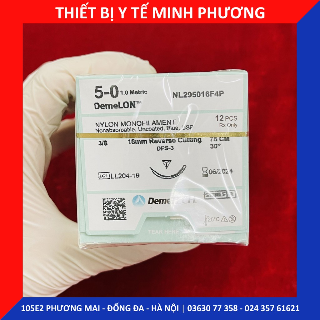 [ĐẠI LÝ PHÂN PHỐI] Bán lẻ Chỉ khâu DEMELON DEMETECH Nylon không tiêu dùng trong phẫu thuật số 5/0