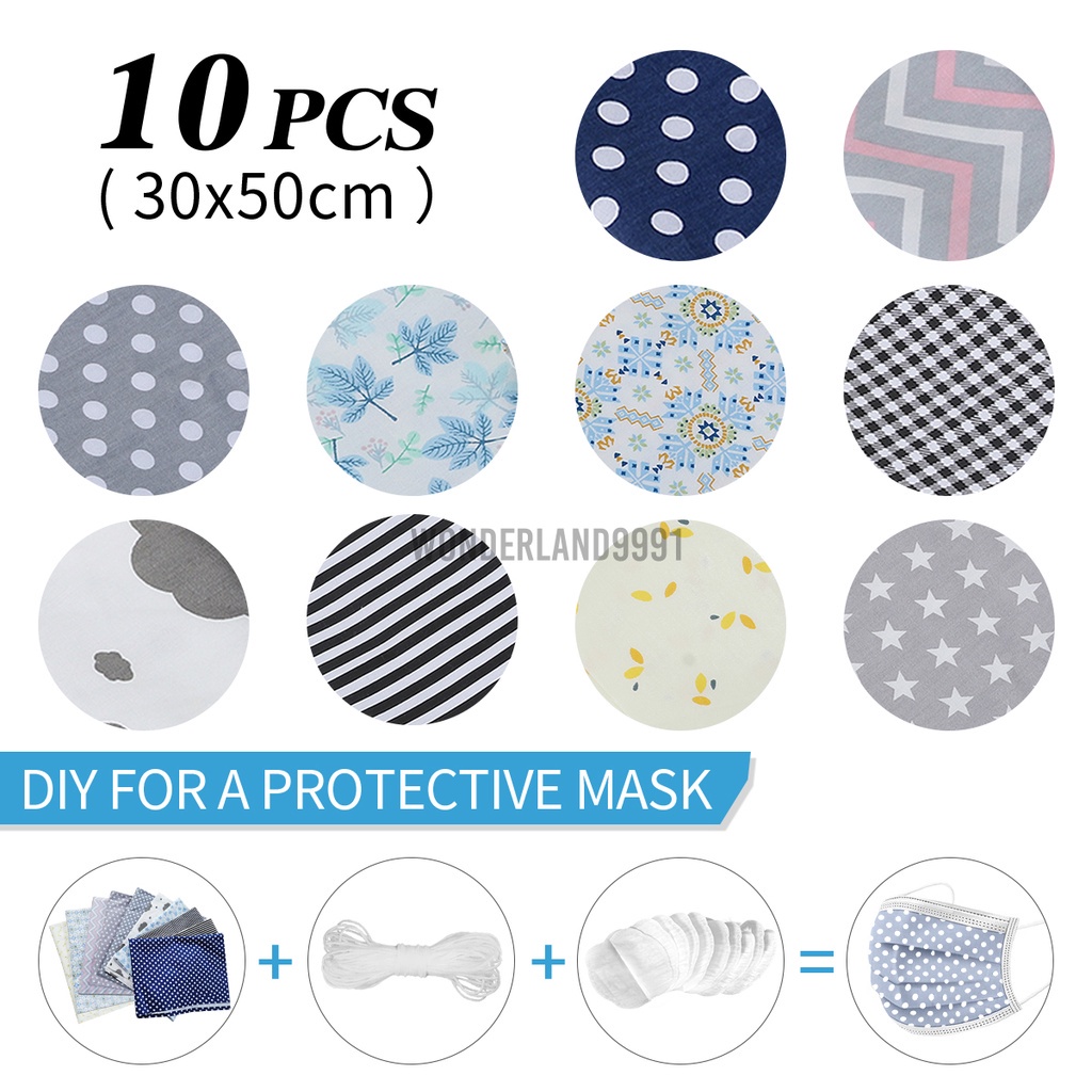 Bộ 10 Miếng Vải Cotton 50x30cm Kèm 10 Miếng Đệm Cotton + 5 Mét In Hình Logo + Nhãn Dán Trang Trí