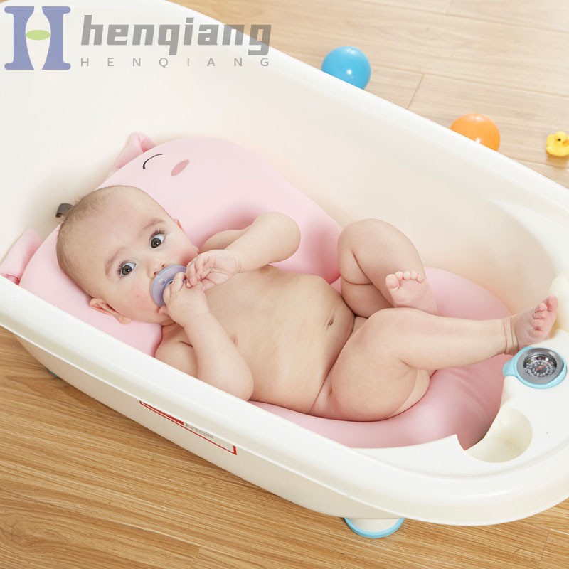 Cartoon Pig Baby Bath Tub Newborn Foldable Pad Chair Bathtub Seat Infant Support Cushion Mat