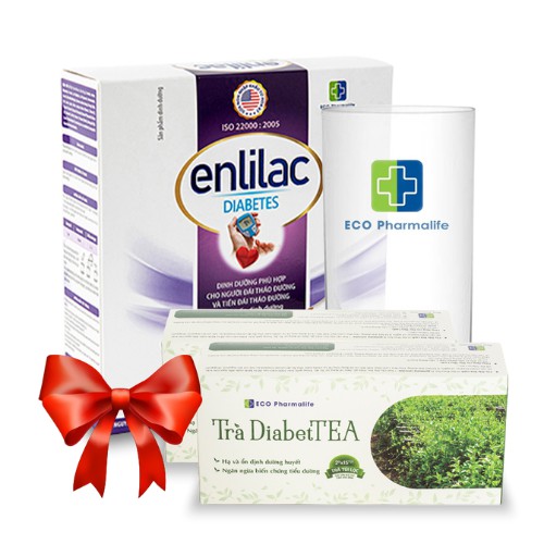 Sữa tiểu đường Enlilac Diabetes - Hộp 16 gói x 25 gram - Tặng cẩm nang cho người tiểu đường, ổn định đường huyết