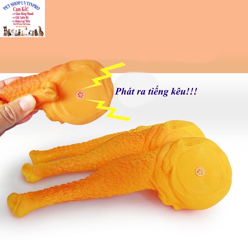 Đồ chơi cho Chó Hình đùi gà Dài 20cm Phát ra tiếng kêu Chất liệu nhựa dẻo, An toàn, Giúp thú cưng thư giãn Không cắn phá
