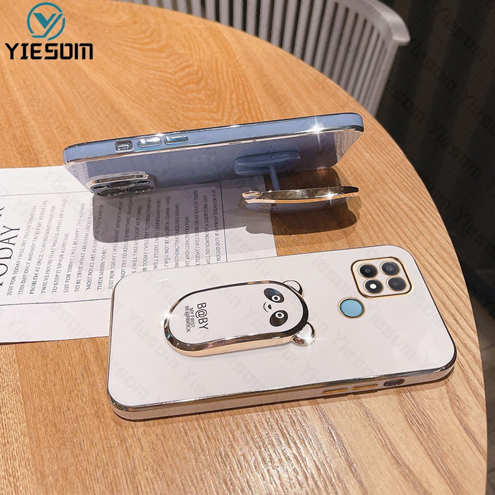 Ốp Điện Thoại Silicon Dẻo Mạ Màu Kèm Giá Đỡ Hình Vuông Cho OPPO A15 A15S A16 A16K A16E A54 A55 4G A53 A33 A31 A9 A5 2020