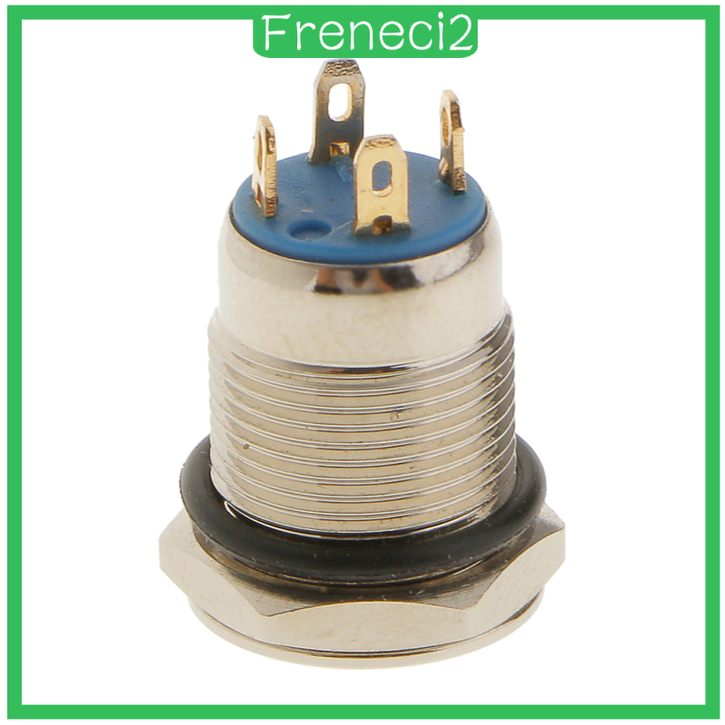 Nút Nhấn On / Off Tích Hợp Đèn Led Xanh Dương 12v Bằng Thép Không Gỉ 12mm