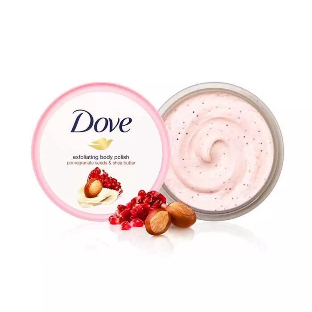 Tẩy Da, Tế Bào Chết Toàn Thân Body Dove Bản Mỹ Macamadia, Lựu Đỏ Exfoliating Body 298g, 225g