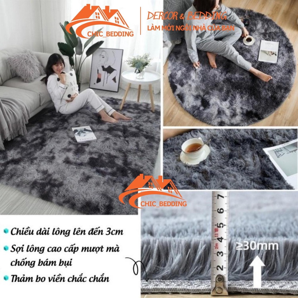 Thảm lông loang trải sàn, thảm lông size 1m6x2m chống trơn trượt dày dặn loại đẹp