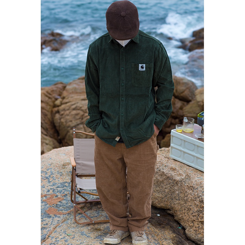 XBBF carhartt Carhart corduroy spring and autumn cotton shirt loose fashion retro casual couple men's and women's top 2021