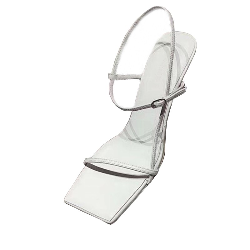 Giày sandal cao gót 4-5cm  mũi vuống quai ngang đơn giản có cột dây ROSA