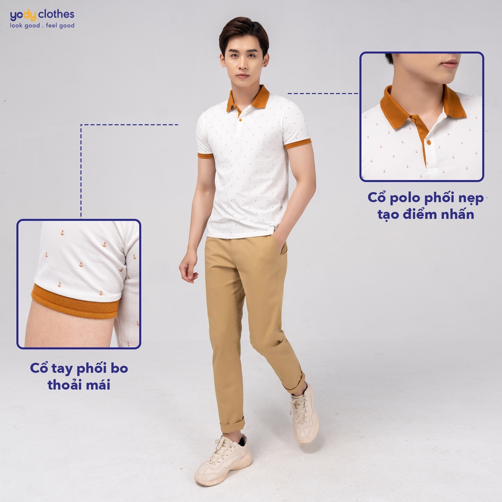 [Mã WABRYD221 giảm 10% đơn 250K] Áo thun polo nam YODY in hình mỏ neo, vải mắt chim thoáng mát APM4205 | BigBuy360 - bigbuy360.vn