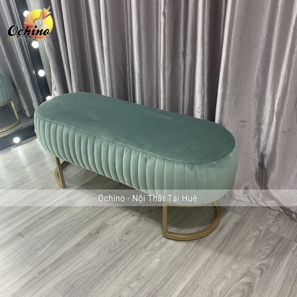 Ghế Dài Ngồi Chờ (Hình Bầu Dục Chân vàng Sang Chảnh) SIZE Dài 1m2 rộng 45cm