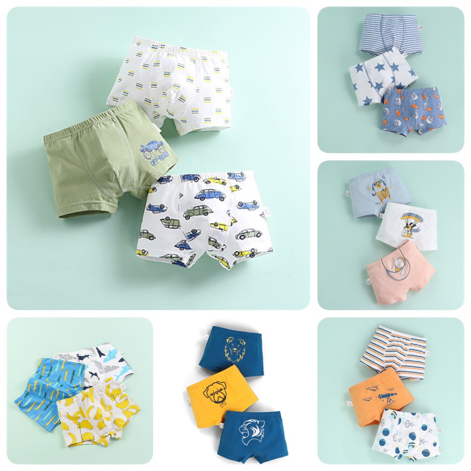 Bảng màu 2 - Set 3 sịp đùi cạp nhỏ nhiều mẫu BT size 100 - 150