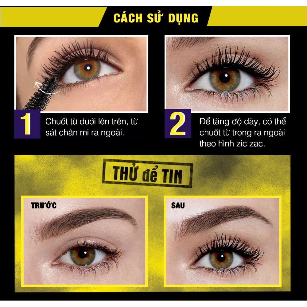 Mascara Maybelline Làm Dày Mi Cực Đại Không Lem Không Trôi 10ml The Magnum Big Shot Mascara