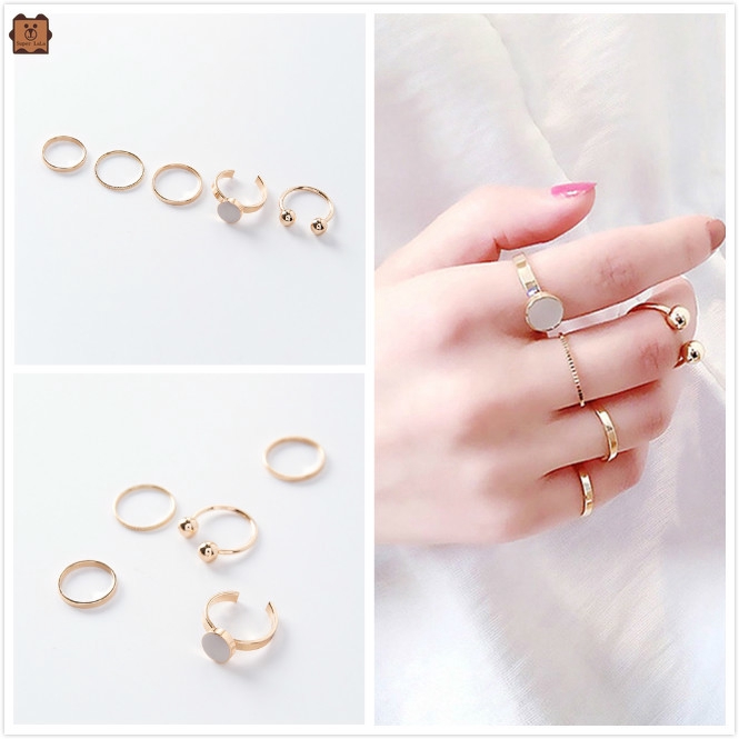 Set 5 nhẫn đeo tay phong cách Boho thời trang cho nữ