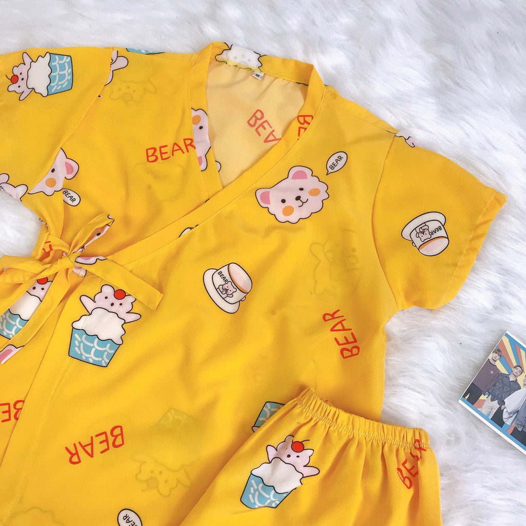 Bộ ngủ lụa cộc tay nữ mềm mát bộ mặc nhà họa tiết dễ thương [BC16 | BigBuy360 - bigbuy360.vn