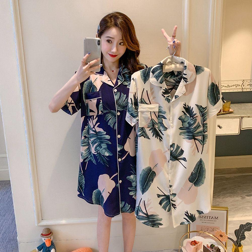 Áo Ngủ Bằng Lụa In Hoạt Hình Vịt Và Ong Thoải Mái Dành Cho Nữ