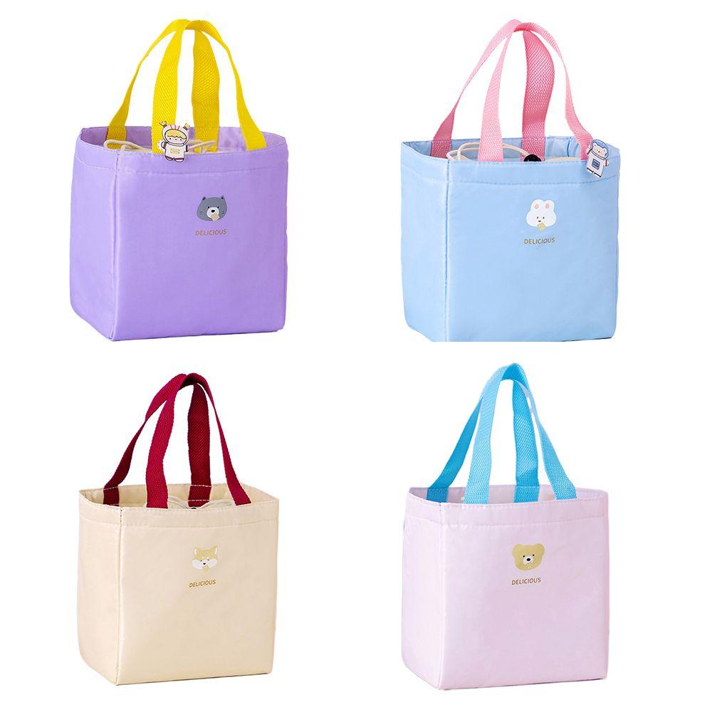 Túi Đựng Cơm Trưa Giữ Nhiệt Bằng Polyester Chống Nước Sức Chứa Lớn In Họa Tiết Hoạt Hình Dễ Thương Cho Học Sinh|Túi Đựng Đồ Dã Ngoại Màu Sắc Xinh Xắn Tiện Lợi