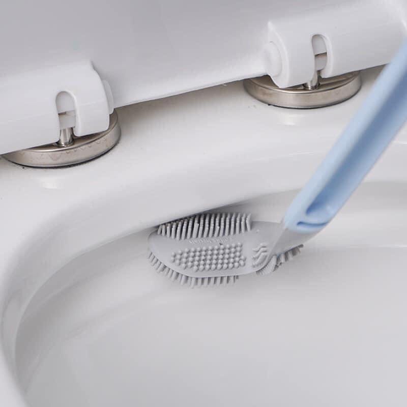 Chổi cọ bồn cầu, cọ toilet bằng silicon siêu sạch - Tặng kèm móc dán tron suốt chịu lực