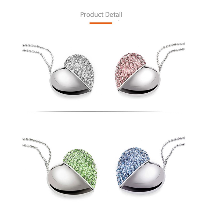 Usb Dung Lượng 16gb 32gb 64gb Hình Trái Tim / Chiếc Lá / Trái Tim Bằng Kim Loại Đính Đá Pha Lê | BigBuy360 - bigbuy360.vn
