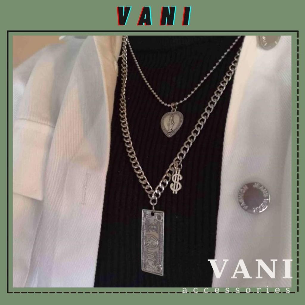 Set Hai Dây Chuyền, Choker Xích Phối Mặt Dola Unisex - Vani Store [TS000526-O97]
