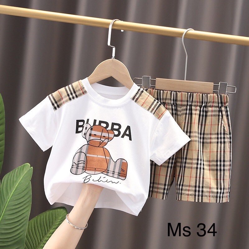 Bộ cộc tay mẫu gấu BUBA cho bé, chất cotton siêu mềm mịn thấm hút mồ hôi siêu mát cho bé