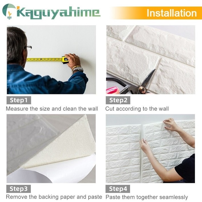Giấy dán tường bằng xốp 3D tự dính chống thấm nước/ chống va chạm trang trí nhà cửa 35x30cm