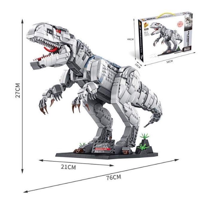 Xếp Hình Lego Panlos 611002 - Lắp Ráp Mô Hình Khủng Long Bạo Chúa Indominus Rex 2107 Mảnh Ghép