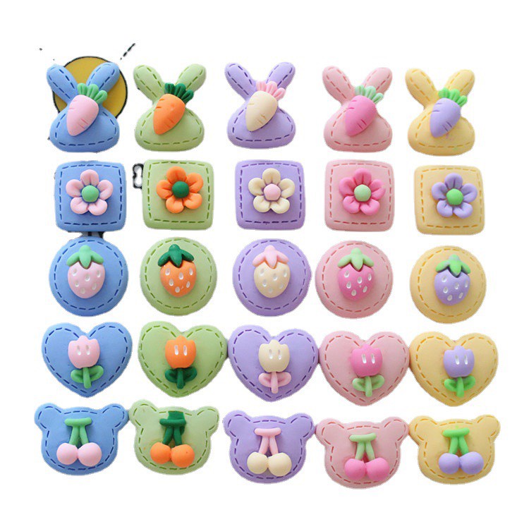 Charm (C519) slime/ Dụng Cụ Charm Trang Trí [Ko Keo &amp; Nút] Hình Nhiều Họa Tiết Màu Pastel - Giá 1 cái
