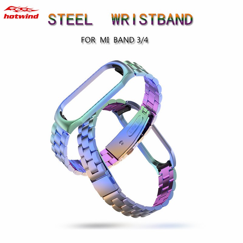 HW 10 Colors Xiaomi Mi Band 3/4 Stainless Steel Bracelet Wrist Strap Metal Mi Band 3/4 Strap