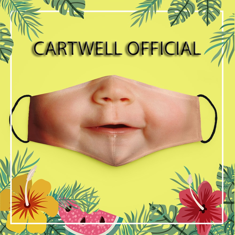 Khẩu trang 3d hình hút thuốc dị mặt quỷ mặt người hài em bé 5 CARTWELL dành cho nam nữ không đau tai phòng ô nhiễm vải c
