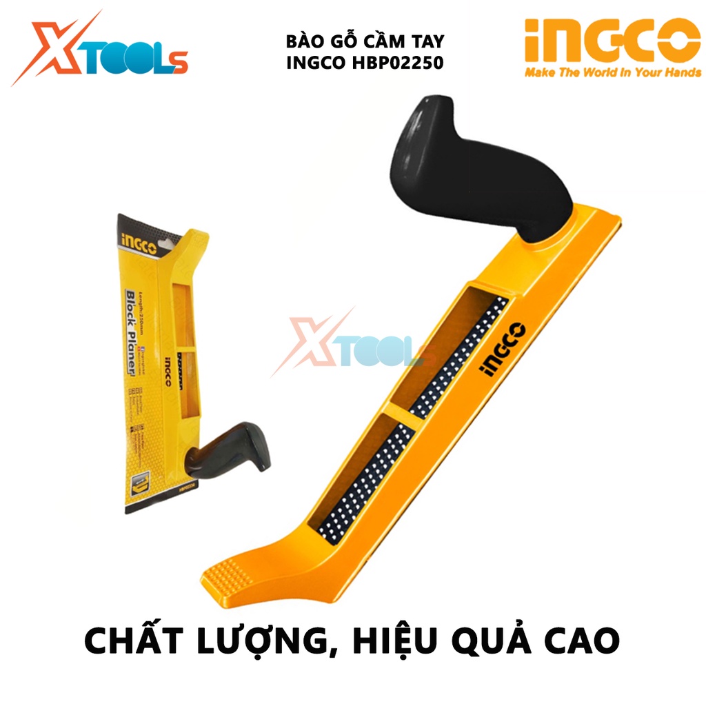 Bào gỗ cầm tay INGCO HBP02250 | bào gỗ cầm tay mini Chiều dài 250mm, Đóng gói bằng móc giấy làm mịn, vát mép gỗ