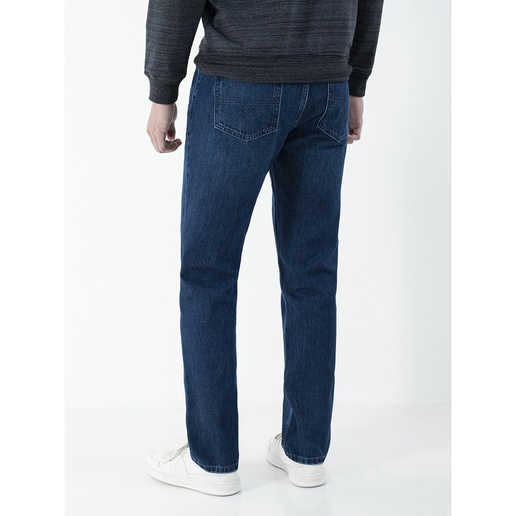 Quần jean nam cao cấp hàng hiệu ARISTINO AJN01601 dáng regular fit suông vừa vải bò denim cotton đàn hồi màu xanh chàm