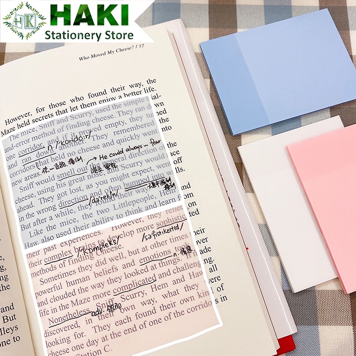 Bộ 50 tờ giấy ghi chú màu trong HAKI chống thấm nước tiện dụng NO3