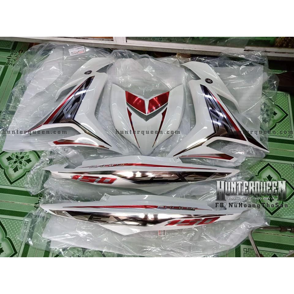 Tem rời Exciter 150. Chất liệu crom, xe trắng. Thay đổi màu sắc và chi tiết theo yêu cầu. Sắc nét, bền màu