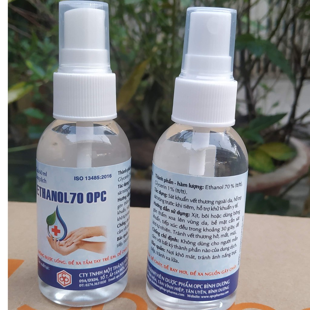 THÙNG 100 CHAI 60ML CỒN 70° OPC XỊT PHUN SƯƠNG, RỬA TAY KHÔ DIỆT KHUẨN (CỒN ETHANOL 70%  - CÔNG TY DƯỢC OPC)
