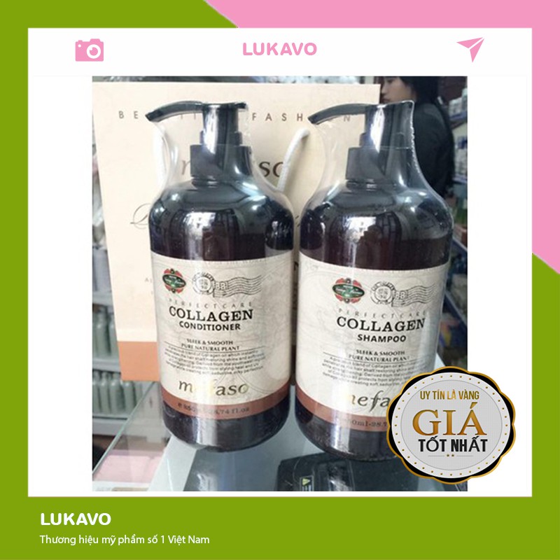 Cặp dầu gội colagen phục hồi tóc khô xơ trẻ ngọn mefaso 850ml CT02