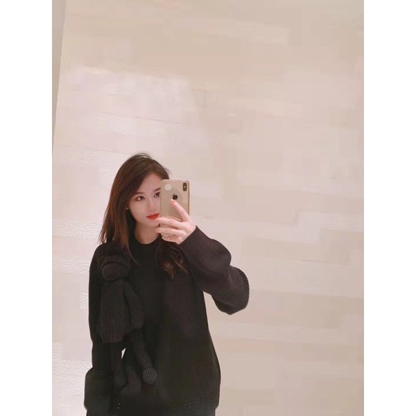 Áo len nữ form rộng thương hiệu Louis Vuitton LV 2021 cao cấp thiết kế hình chú gấu trên áo dễ thương thương