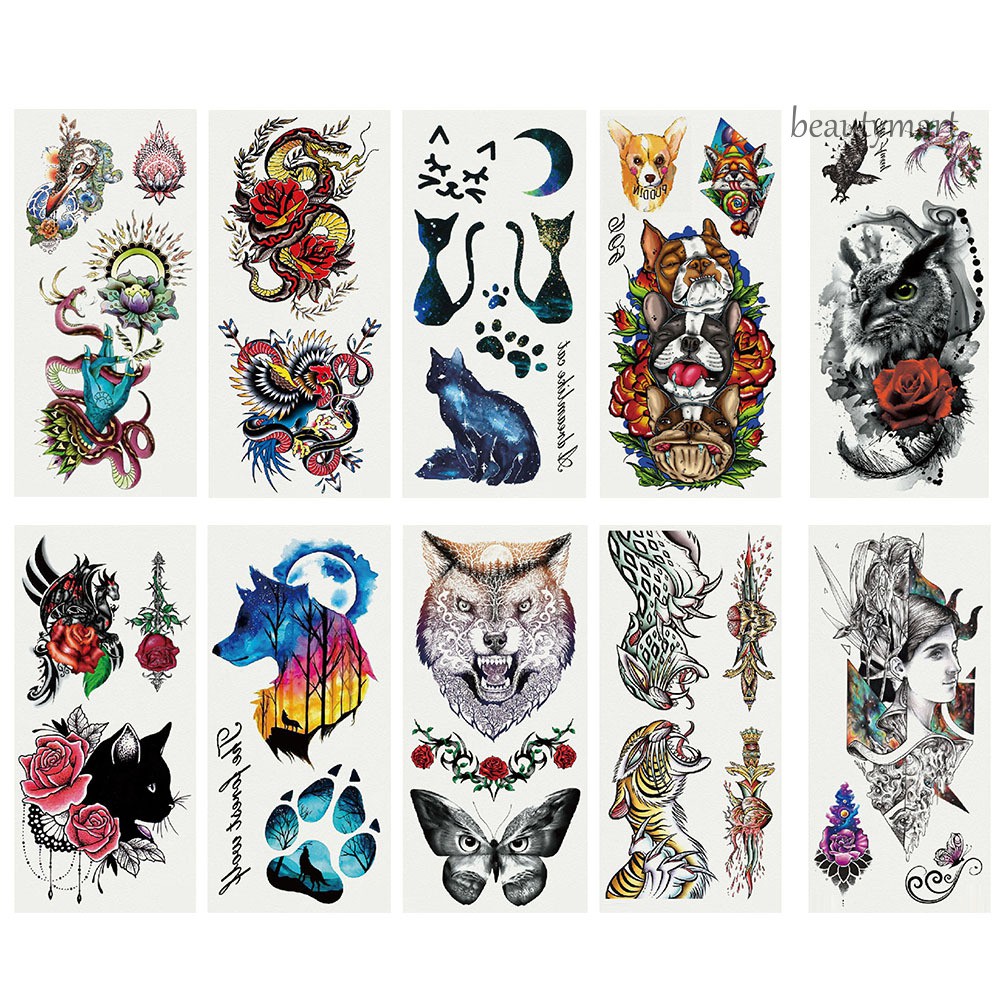 [Hàng mới về] Hình xăm tạm thời chống nước họa tiết hình con rắn màu chó cú