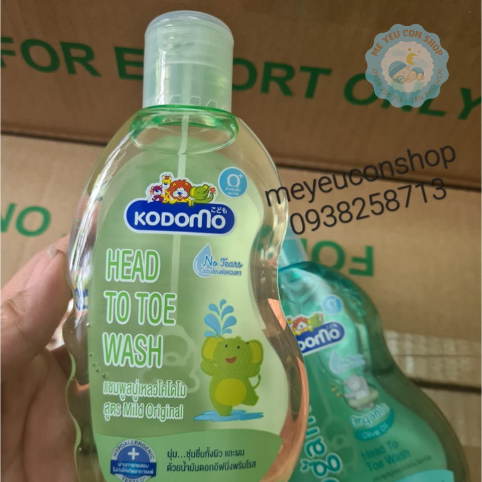 (Date 08/2024) Sữa tắm gội trẻ em KODOMO Head to Toes - Thái Lan (200ml/ 380ml/400ml) (katydang)