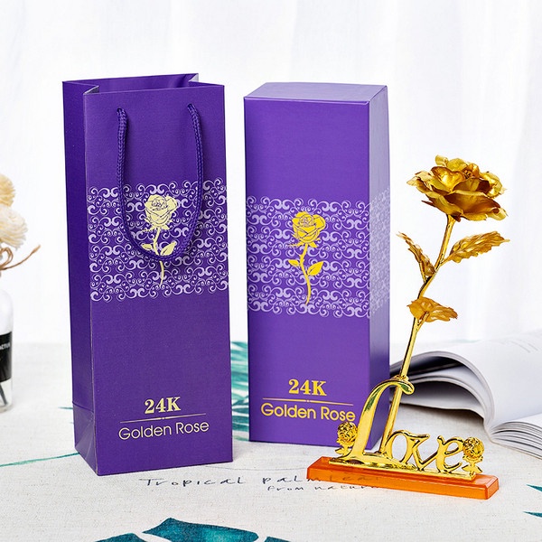 [Quà Tặng ] Hoa Hồng Mạ Vàng 24K