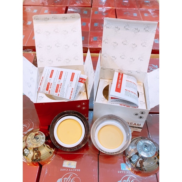 Combo 2 hộp kem face TYS bạc và đỏ Dưỡng trắng ngày đêm