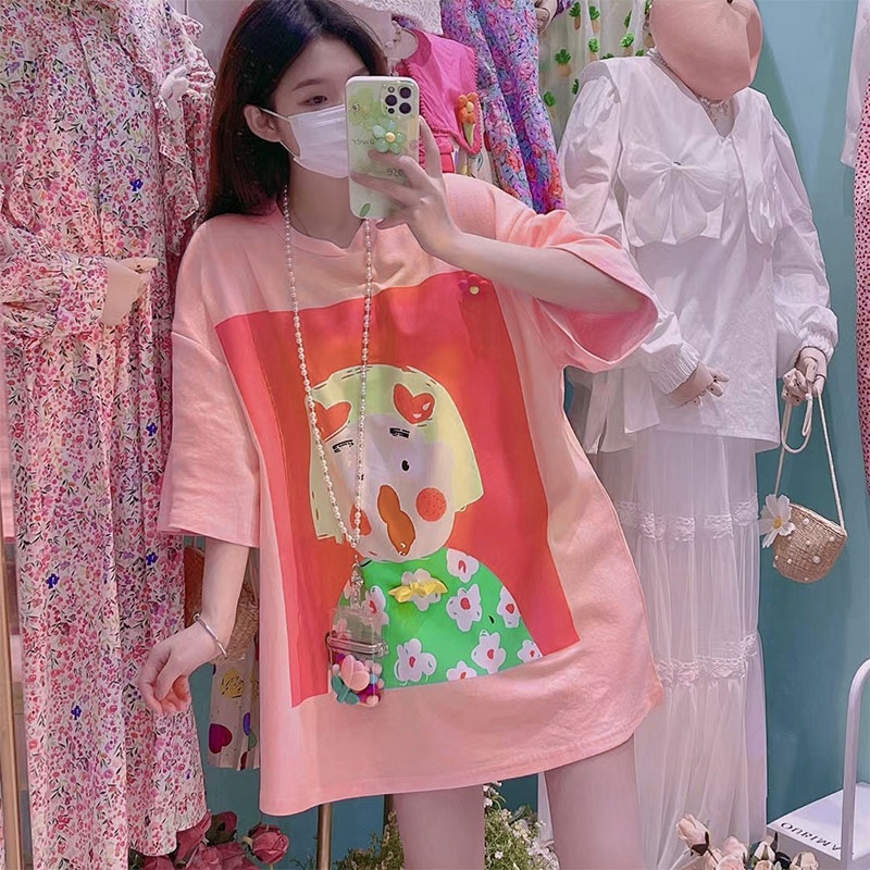 NRVP Áo thun tay ngắn cổ tròn thời trang mùa hè phong cách Hàn Quốc