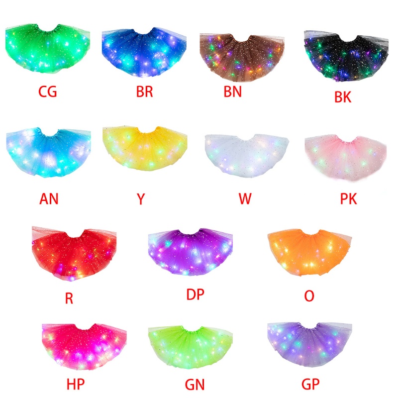 Chân váy xoè Tulle có đèn LED cho bé gái 3-12 tuổi