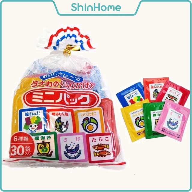 Gia vị rắc cơm Nhật Bản cho bé Tanaka (set 6 túi - 6 vị)
