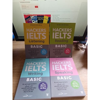 Hacker ielts basic: reading + listening + writing + speaking - khổ a4 - bìa màu - in đen trắng